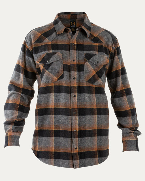 Noble Outfitters Men's Brawny Snap Front Flannel Shirt Charcoal Heather Plaid