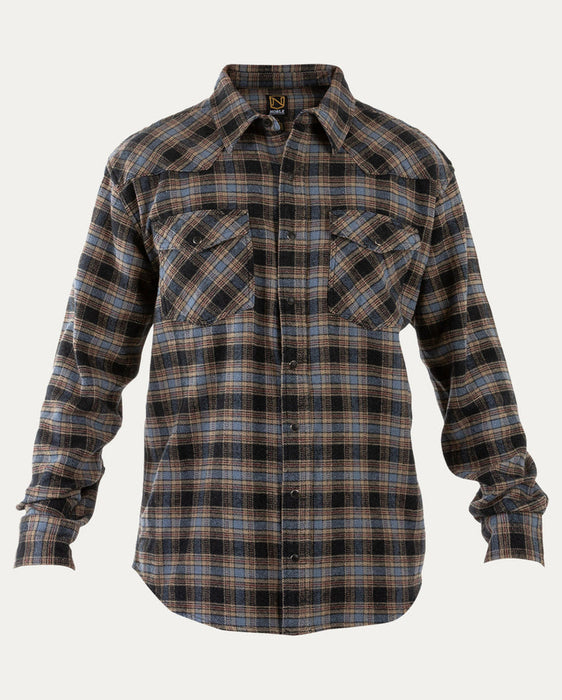 Noble Outfitters Men's Brawny Snap Front Flannel Shirt Winter Blue Plaid