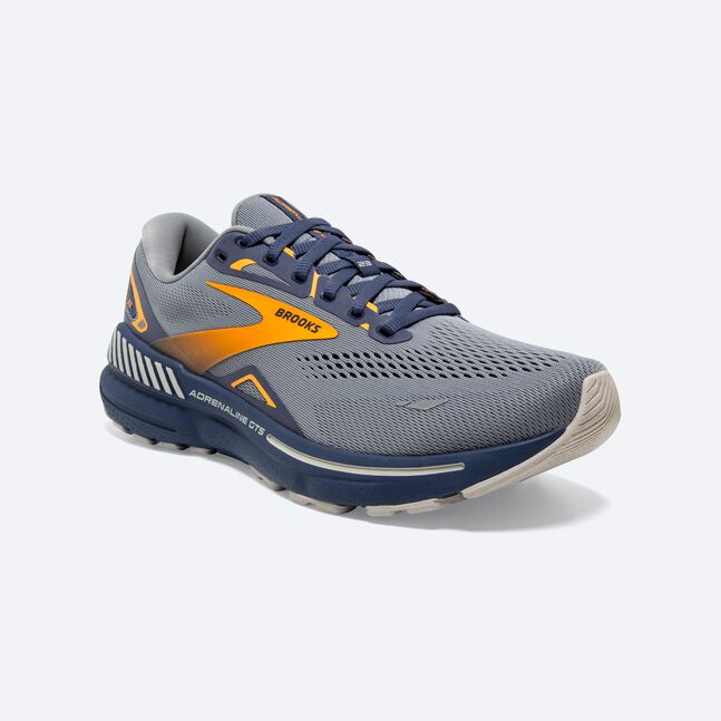 Brooks Men's Adrenaline GTS 23 Shoe - Grey/Crown Blue/Orange Grey/Crown Blue/Orange