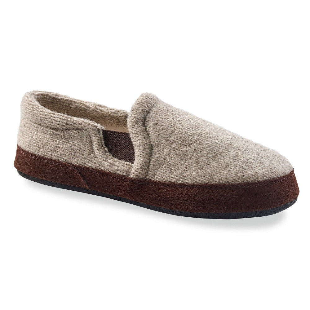 Acorn Men's Fave Gore Moc Slipper With Cloud Cushion Comfort Grey Ragg Wool