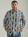 Wrangler Men's Checotah Long Sleeve Western Snap Printed Shirt In Black Diamond Black diamond