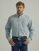Wrangler Men's George Strait Long Sleeve Button Down One Pocket Printed Shirt In Sea Circle Aqua