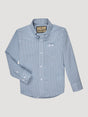 Wrangler Boy's Classic Button Down Printed Shirt In Blue Sea Cross Blue sea cross