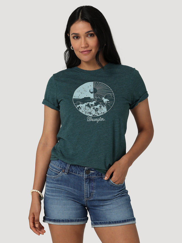 Women's Wrangler Night And Day Desert Slim Fit Tee In June Bug Heather Junebug heather