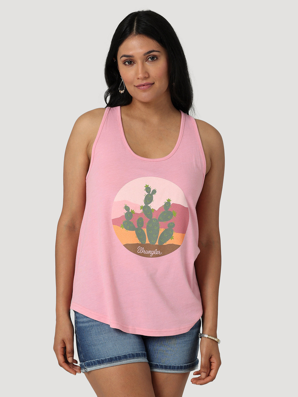 Women's Wrangler Cactus Ridge Racerback Tank In Peony Heather Peony heather