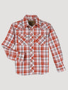 Boy's Wrangler Retro Western Snap Plaid Shirt With Front Sawtooth Pockets In Pumpkin Multi