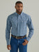 Men's Wrangler George Strait Long Sleeve Button Down Two Pocket Shirt In Steel Blue Madras N/a