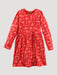 Wrangler Girl's Long Sleeve Printed Pocket Dress In Red Red