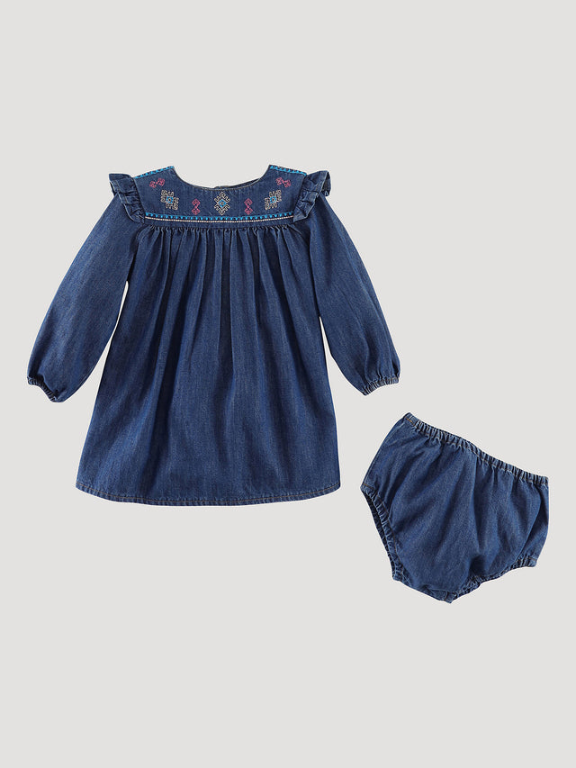 Wrangler Little Girl's Denim Trapeze Dress In Blue Denim Blue denim