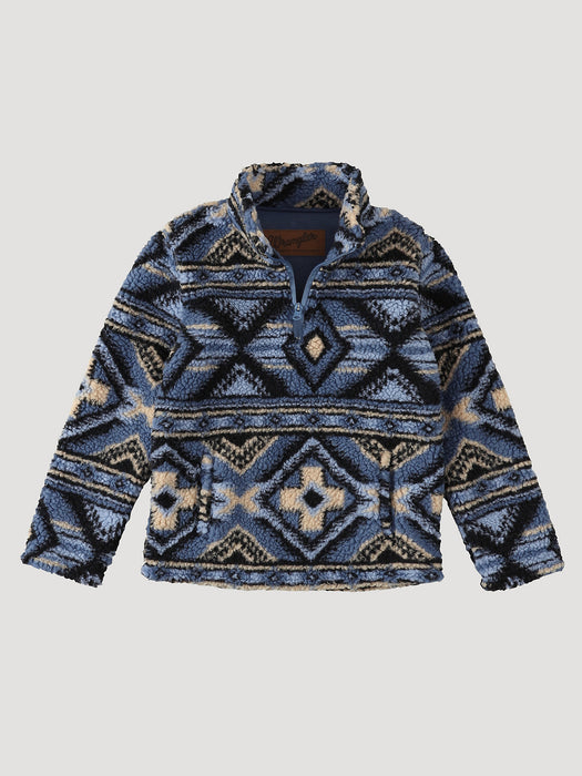 Boy's Wrangler Quarter-zip Sherpa Pullover In Water Blue China blue