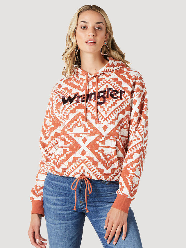 Women's Wrangler Bold Logo Cinched Hoodie In Ginger Spice Orange