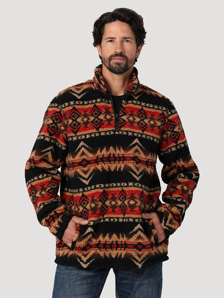 Men's Wrangler Heavyweight Quarter-zip Sherpa Pullover In Cappuccino Cappuccino