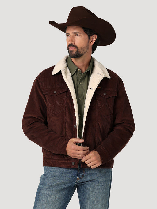 Men's Wrangler Cowboy Cut Sherpa Lined Corduroy Jacket In Potting Soil Potting soil
