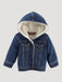 Wrangler Little Girl's Sherpa Lined Hooded Denim Jacket In Blue Denim Denim