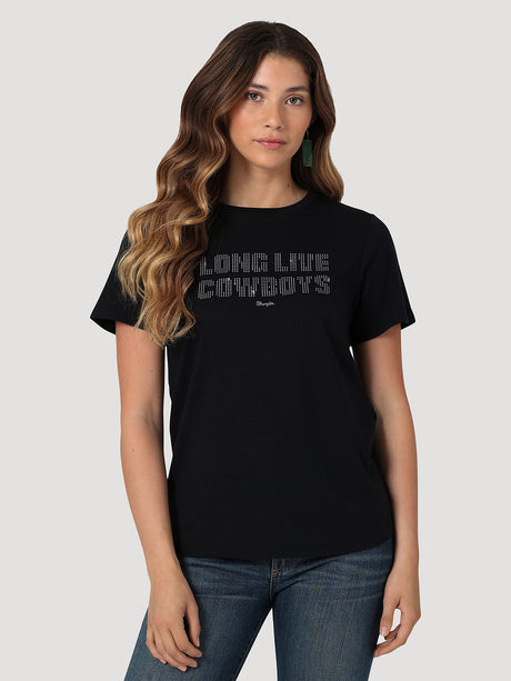 Women's Wrangler Long Live Cowboys Reg Fit Tee In Jet Black Jet black