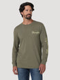 Wrangler Men's Long Sleeve Rope Arm Logo Graphic T-shirt In Burnt Olive Heather Burnt olive heather