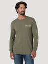 Wrangler Men's Long Sleeve Rope Arm Logo Graphic T-shirt In Burnt Olive Heather Burnt olive heather