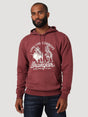 Men's Wrangler Long Live Cowboys Pullover Hoodie In Burgundy Heather Burgundy