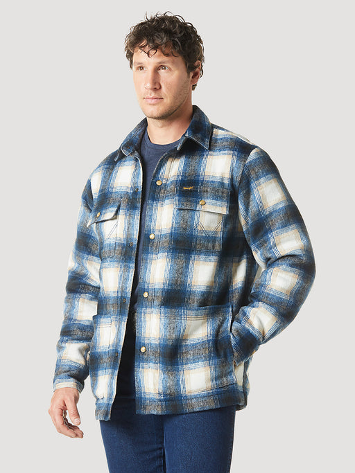Men's Wrangler Quilt Lined Flannel Shirt Jacket In Tannin Tannin