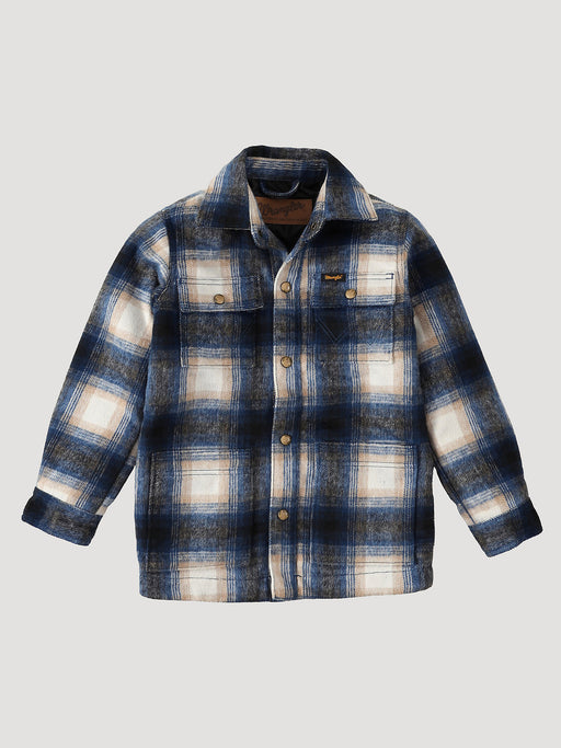 Boy's Wrangler Quilt Lined Flannel Shirt Jacket In Tannin Tannin