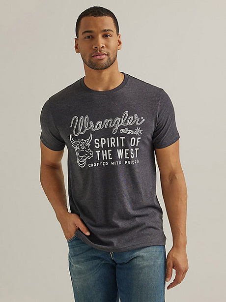 Wrangler Mens Spirit of the West Logo T-Shirt - Caviar Caviar