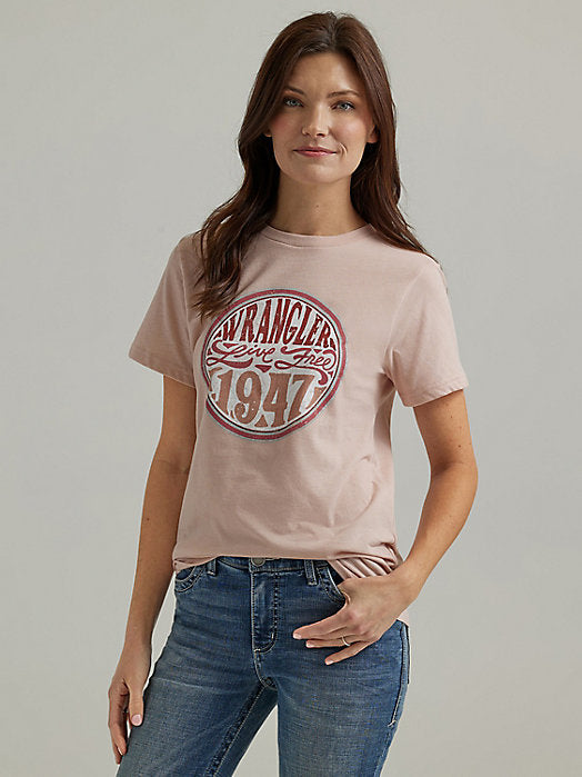 Wrangler Womens 1947 Nostalgia Logo Tee - Peach Whip Heather Peach Whip Heather