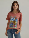 Wrangler Womens Desert Rose Graphic Boyfriend Tee - Redwood Heather Redwood