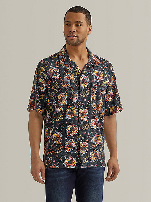 Wrangler Coconut Cowboy Snap Front Camp Shirt - Bull Floral