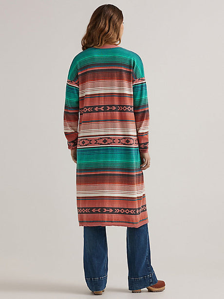 Wrangler Womens Retro Southwestern Serape Sweater Duster - Multicolor Pink