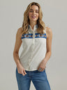 Wrangler Womens Sleeveless Southwestern Snap Tank - Cream Cream