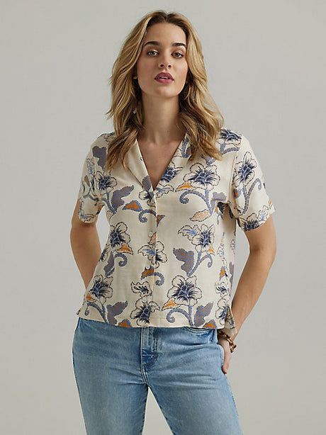 Wrangler Womens Retro Cowgirl Camp Shirt - Buttercream Paisley Buttercream Paisley /  / REG