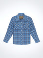 Wrangler Boys' Retro Western Snap Plaid Shirt with Front Sawtooth Pockets - Azure Chromatic Azure Chromatic