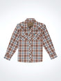 Wrangler Boys' Retro Western Snap Plaid Shirt with Front Sawtooth Pockets - Brown Bark Brown Bark