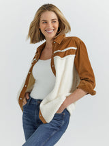 Wrangler Women's Corduroy Yoke Sherpa Shirt Jacket - Caramel Caramel