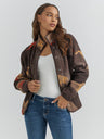 Wrangler Women's Retro Printed Sherpa Snap Jacket - Stallion Brown tallion Brown / S