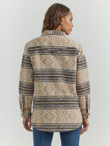 Wrangler Women's Southwestern Print Shacket - Doe Stripe Doe Stripe