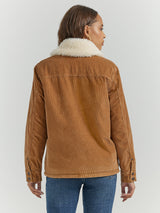 Wrangler Women's Western Sherpa Lined Corduroy Wrange Coat - Tan Tan