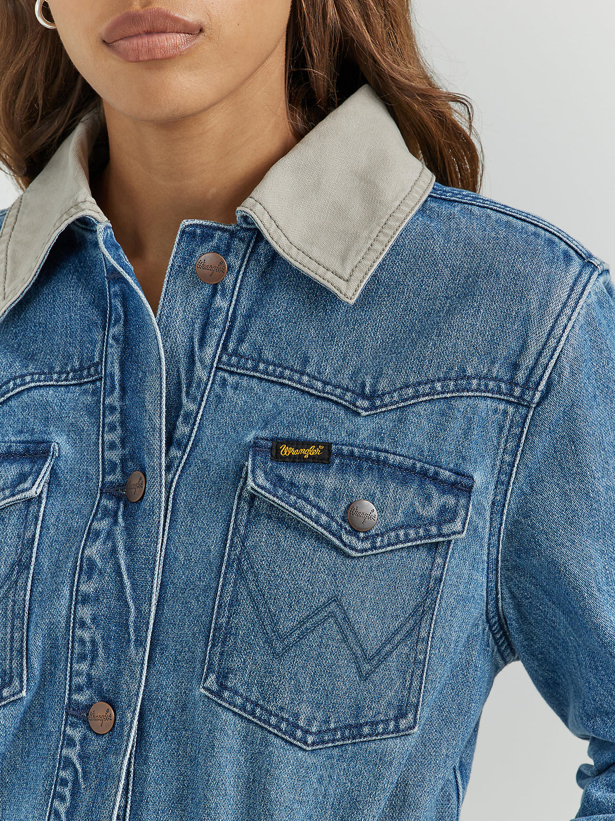 Wrangler Women's Unlined Canvas Collar Barn Jacket - Denim Denim