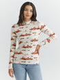 Wrangler Women's Horse Print Mock Neck Shirt - Creamsicle Creamsicle