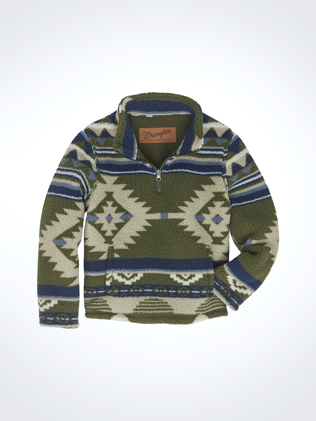 Wrangler Boys' Quarter-Zip Sherpa Pullover - Alpine Alpine