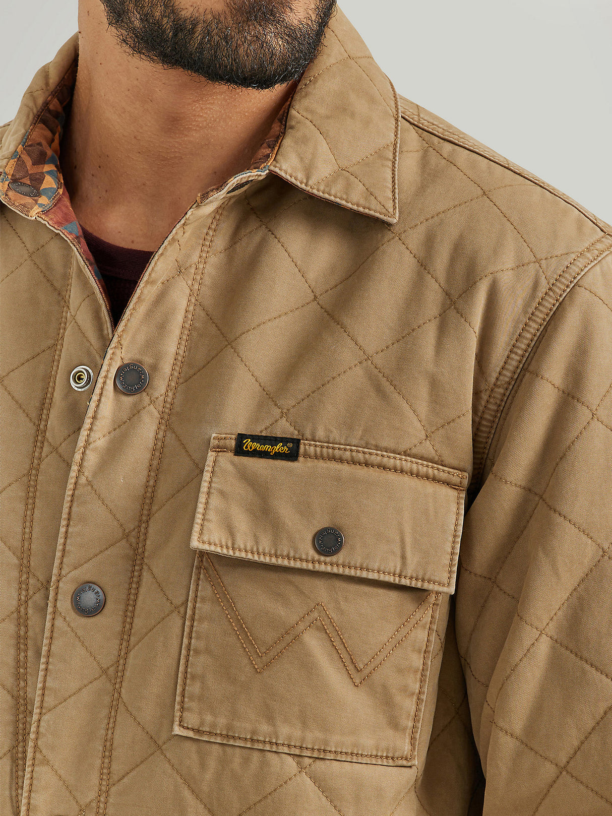 Wrangler Men's Reversible Quilted Shirt Jacket - Clay Clay