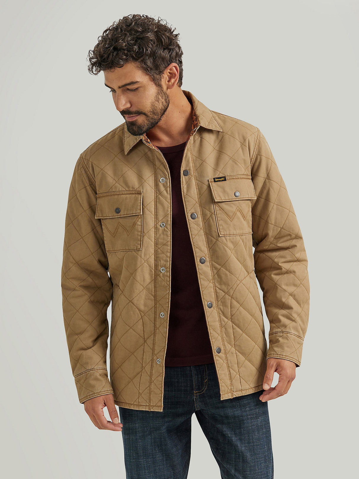 Wrangler Men's Reversible Quilted Shirt Jacket - Clay Clay