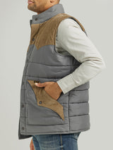 Wrangler Men's Corduroy Yoke Puffer Vest - Fence Post Fence Post