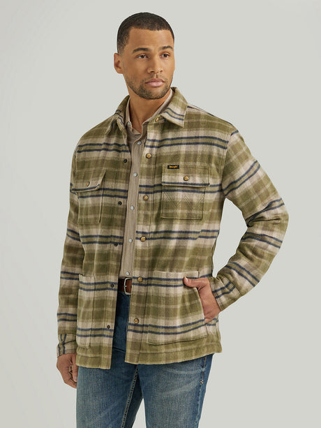 Wrangler Men's Quilt Lined Flannel Shirt Jacket - Birch Birch