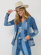 Wrangler Lainey Wilson Patchwork Blazer - Patchwork Blue Patchwork