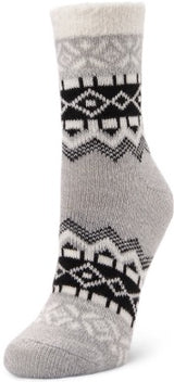 Sof Sole Women's Fireside Cozy Sock Grey/Black Shetland Fair Isle