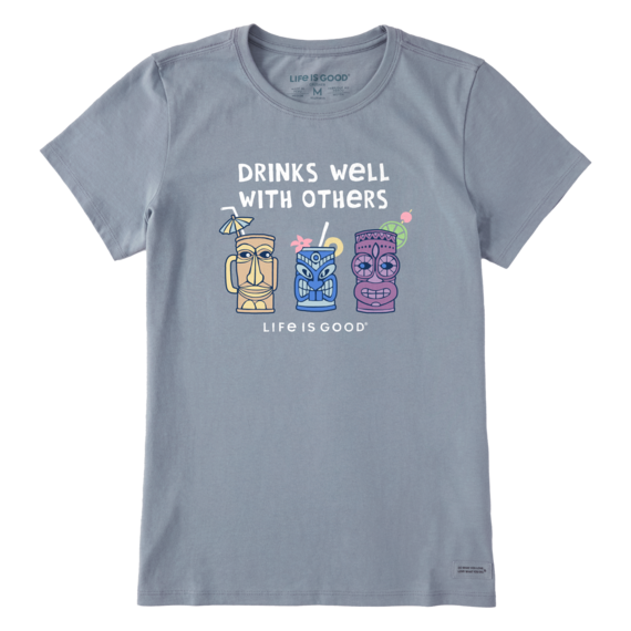 Life Is Good Women's Tiki Drinks Well Short-Sleeve Tee - Stone Blue Stone Blue