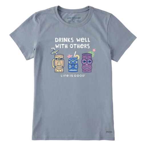 Life Is Good Women's Tiki Drinks Well Short-Sleeve Tee - Stone Blue Stone Blue