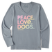 Life Is Good Women's Peace Love Dogs Long-Sleeve Crusher-LITE Vee - Stone Blue Stone Blue