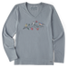 Life Is Good Women's Dreamy Three Birds Long-Sleeve Crusher-LITE Vee - Stone Blue Stone Blue